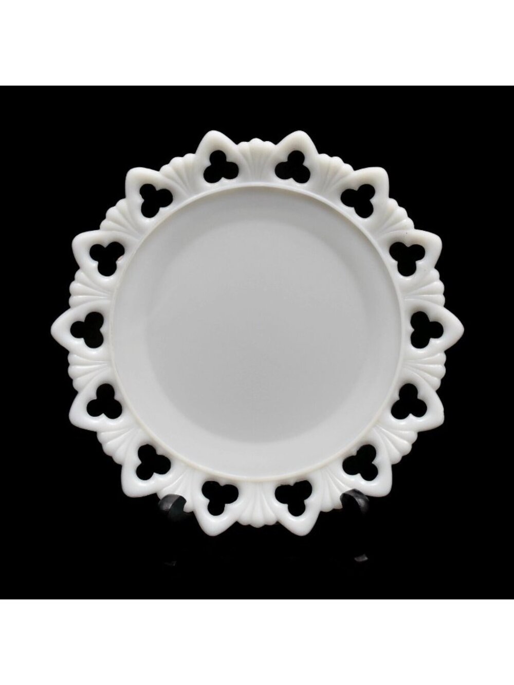 Vintage Kemple Milk Glass Serving Plate Dish Reticulated Edge Lace Edge 9.5 in